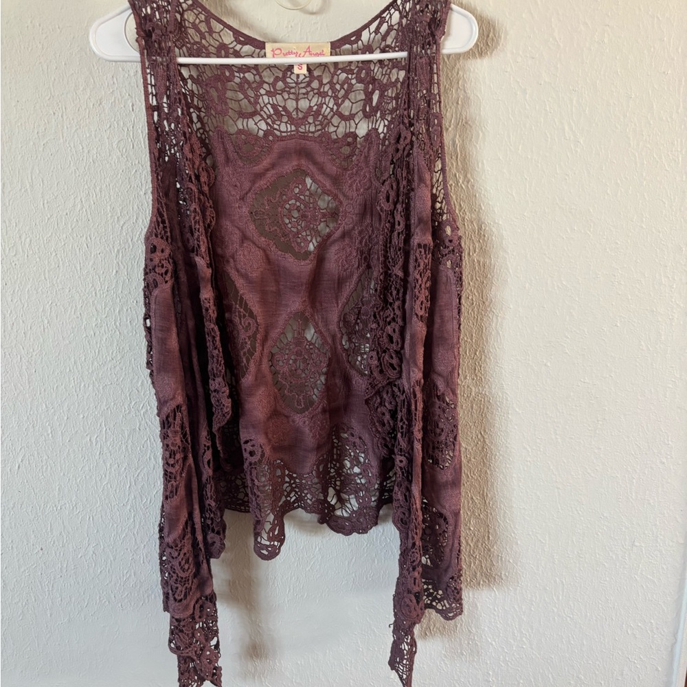 Disney Plum Lace Sleeveless Blouse